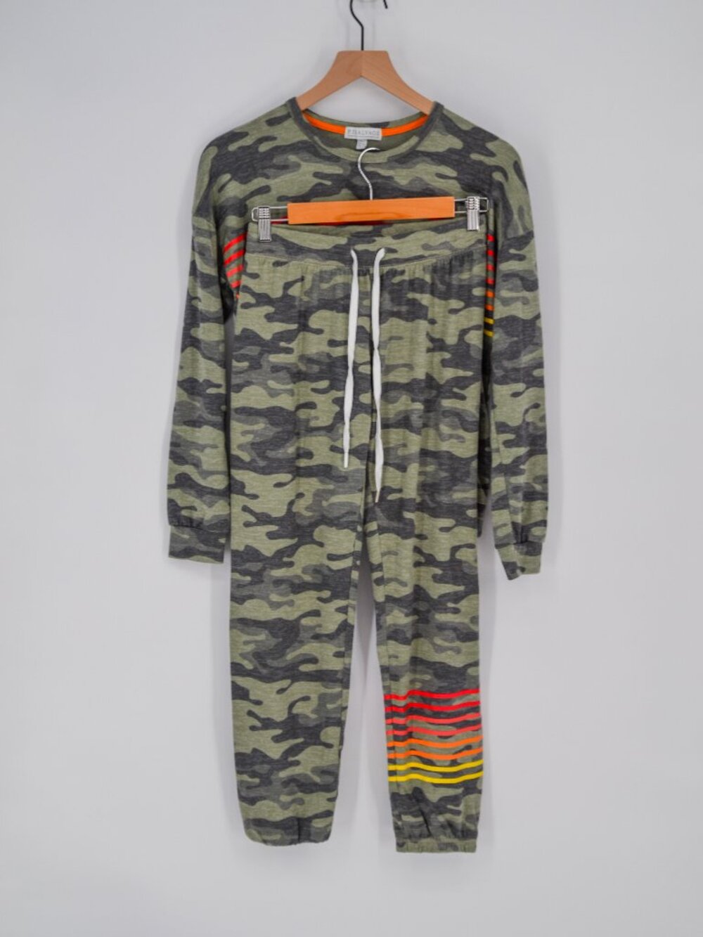 PJ Salvage Camo Rainbow Stripe Lounge Set Sweatshirt & Joggers XS